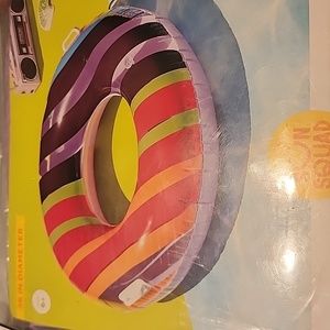 Sun Squad Inflatable Swim Tube 36 Inches Diameter With Stripes Summer Beach